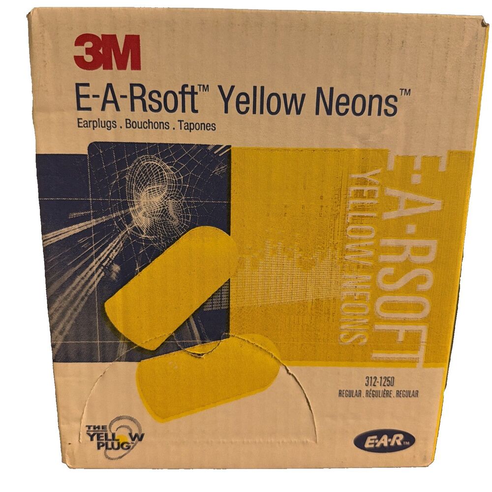 3M E-A-Rsoft Yellow Neons Disposable Foam Earplugs (200 Pairs) Uncorded 3121250